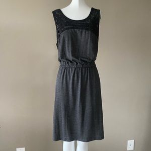 Joe Fresh Heather Grey Summer Dress w/Black Embroidery - Large
